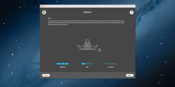 GyroSet Glory desktop applikáció kalibráció
