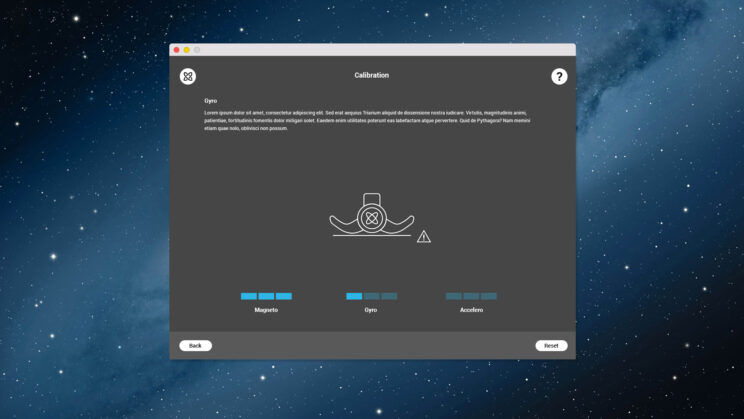 GyroSet Glory calibration screen
