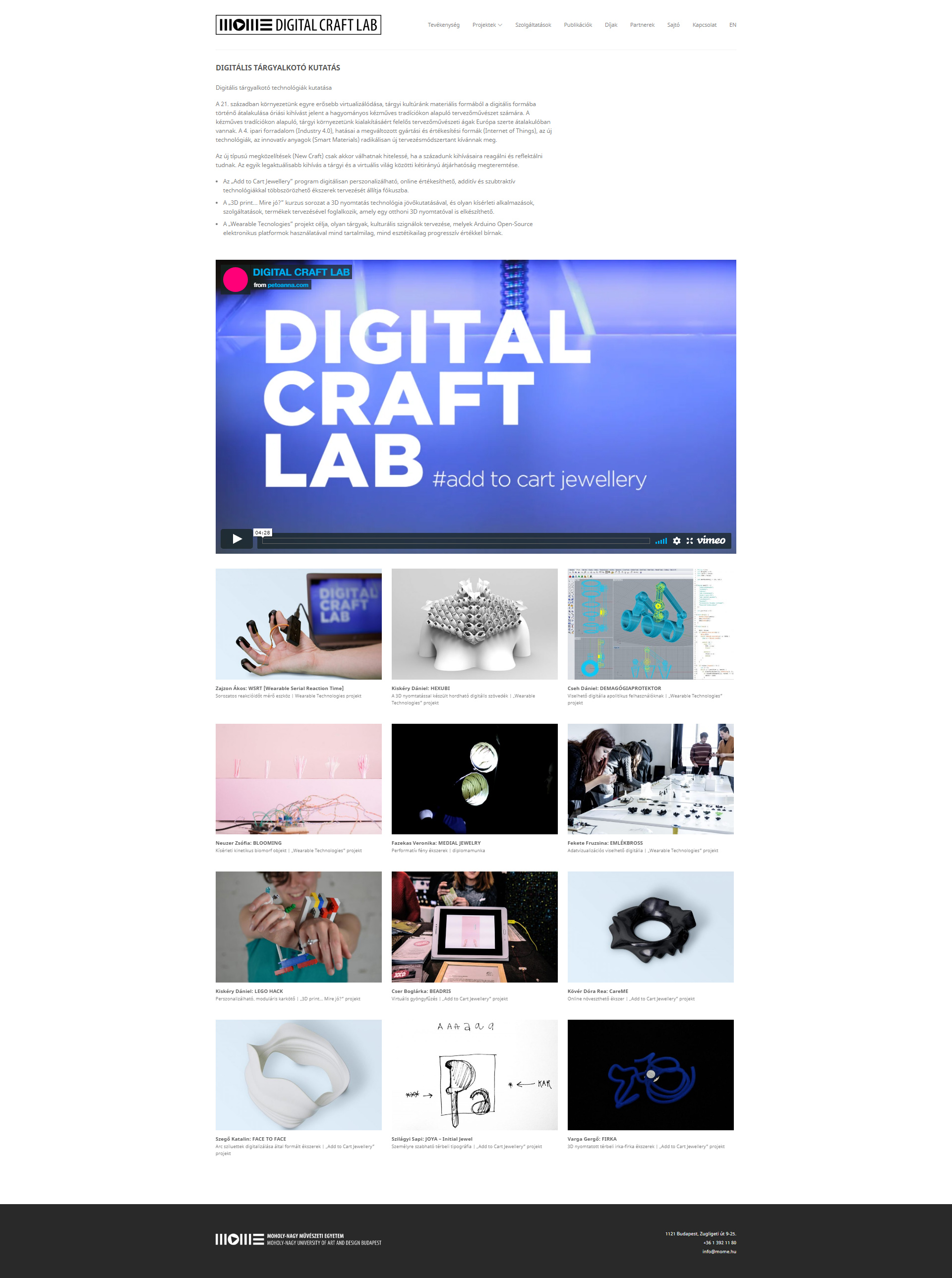 MOME Digital Craft Lab főoldal