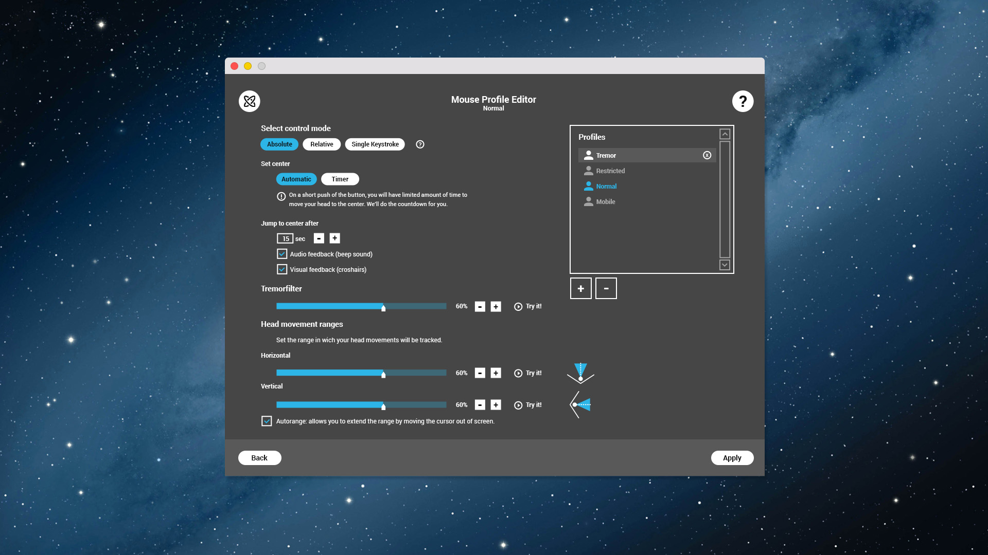 GyroSet Glory desktop application profile management