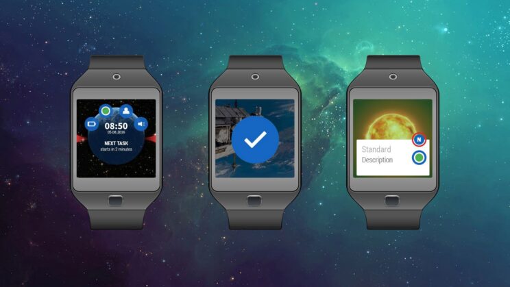 NASA android wear applikáció mockup